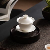 苏氏陶瓷(SUSHI CERAMICS)三才盖碗 中国白素烧功夫茶具泡茶碗