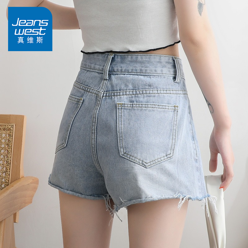 真维斯2022韩版牛仔裤女短裤宽松个性款立体拉链口袋小众设计款