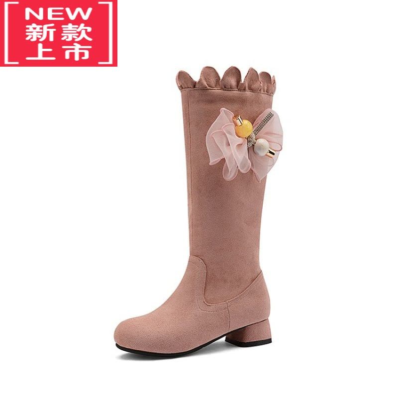 可莉允女童靴子秋冬季加绒公主长靴洋气小女孩高跟鞋保暖中大童高筒棉靴图片