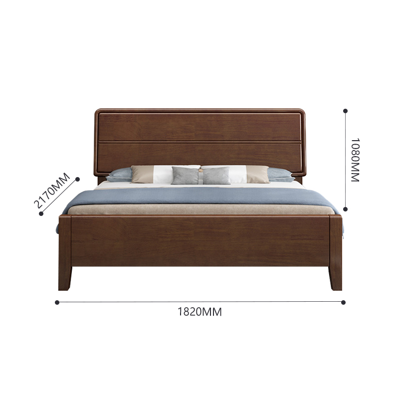 臻远ZY4022909实木床1.8米床 胡桃色高清大图
