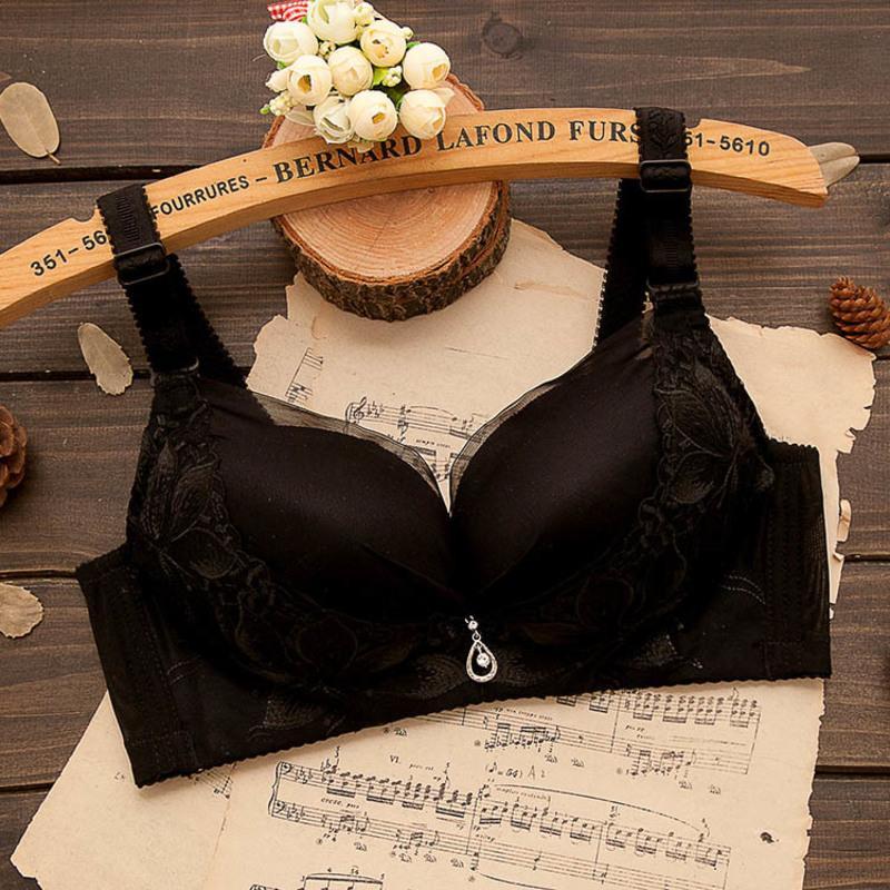 夏季薄款白色内衣女无钢圈聚拢小胸薄厚款文胸少女士胸罩四排扣 白色