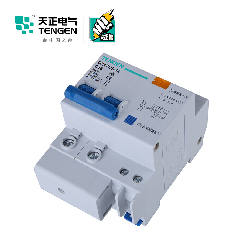 天正电气 DZ47LE-32 2P 30mA 热磁式 230VAC 01070020382 微型漏电保护断路器