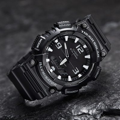卡西欧(CASIO)手表男 太阳能动力防水时尚户外运动表夜光学生百搭男士日韩品牌石英表 AQ-S810W