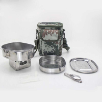 LKN猎途10式单兵炊具 新款单兵餐具不锈钢野外饭盒 多功能方盒餐具包