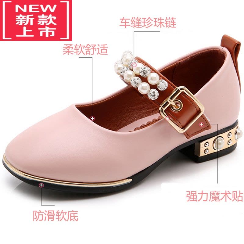 可莉允女童公主鞋2022年春季新款中大童黑色女孩小皮鞋百搭英伦风高跟鞋运动休闲鞋图片