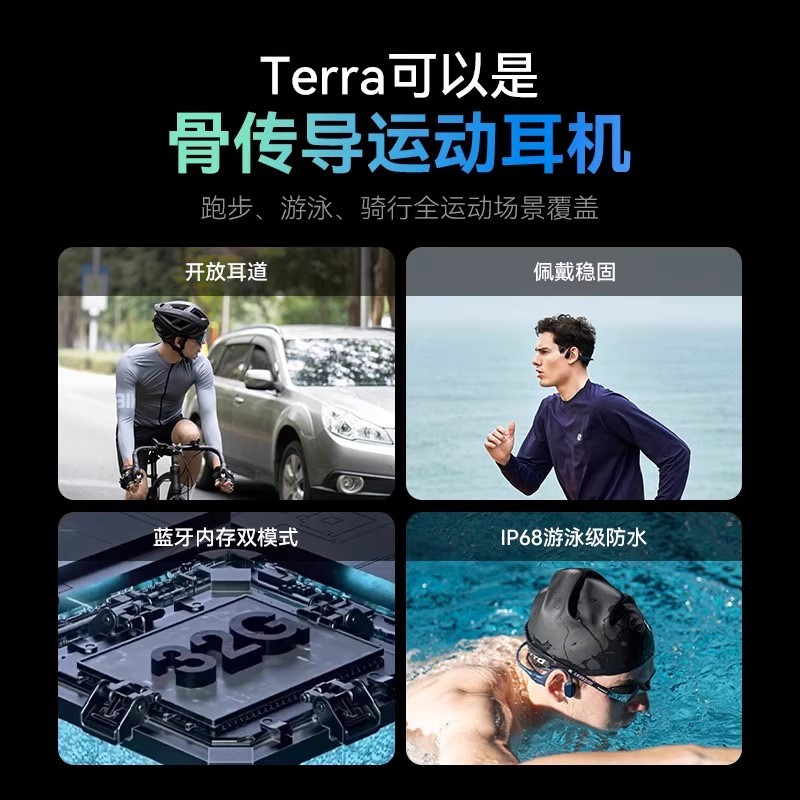 墨觉HaptiFit Terra智能骨传导耳机 ,高级黑