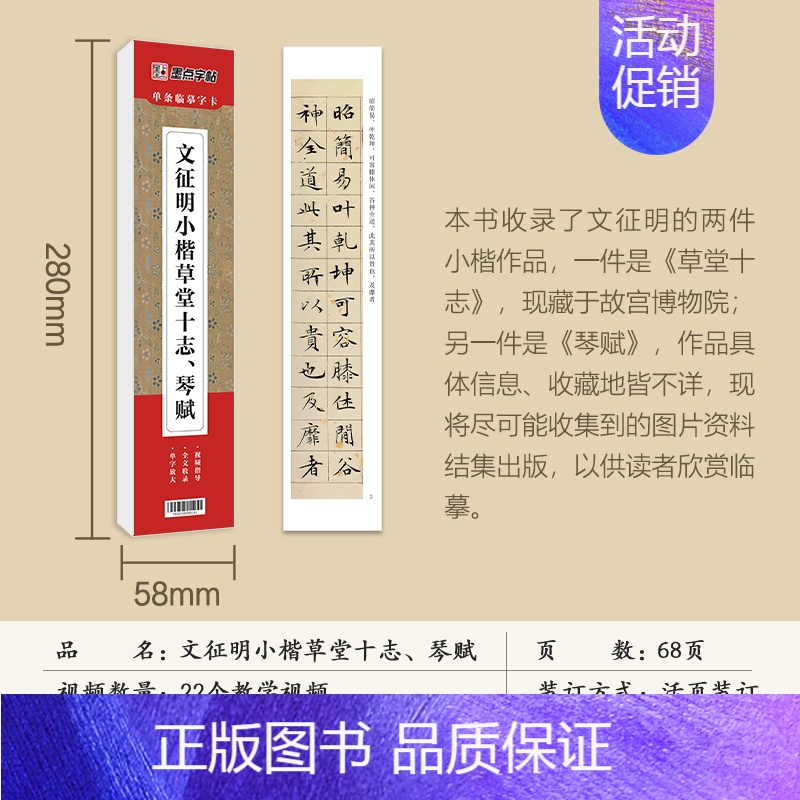 文征明小楷草堂十志、琴赋(可练1700字) [正版]灵飞经小楷临摹字卡原碑帖字帖赵孟俯小楷涉黯传字帖落花千字文草堂十志琴高清大图