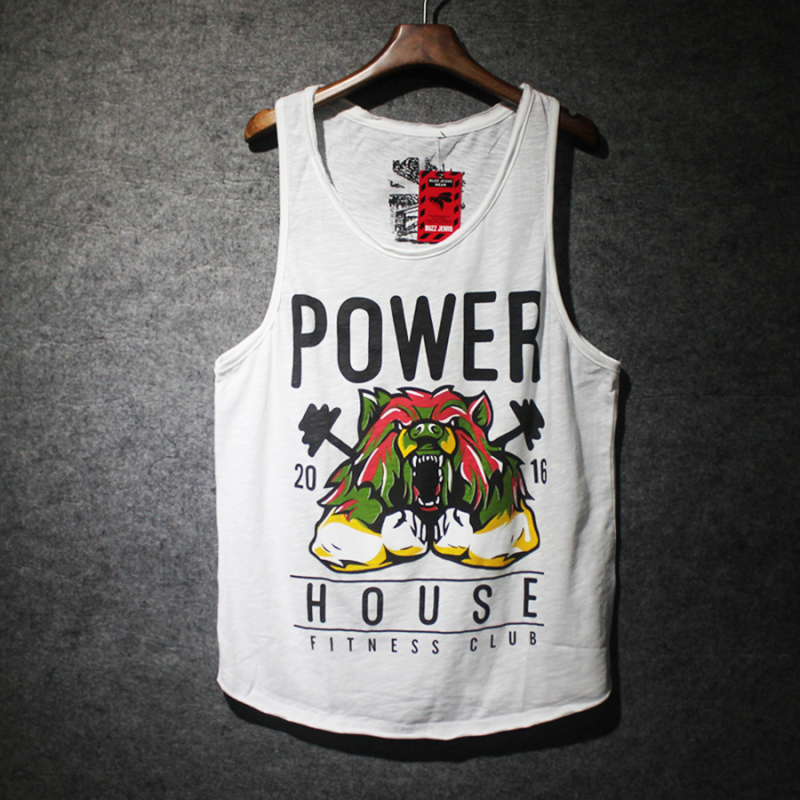 suntek墨绿色健身背心男 粉色英文字母印花沙滩背心男 健美运动吊带