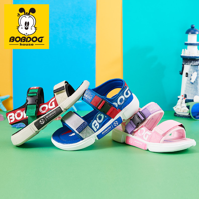 BOBDOG HOUSE巴布豆童鞋儿童凉鞋2019夏季男童女童时尚防滑小孩沙滩鞋M9233