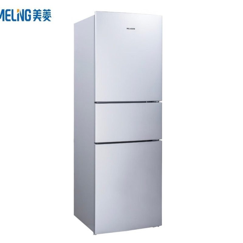 美菱bcd221we3c三门冰箱221l二级效能定频宿舍净味除菌三门极光银