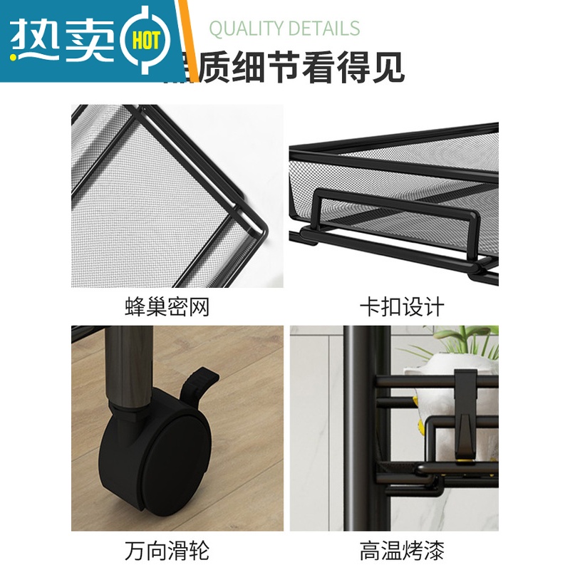 敬平厨房置物架落地多层移动小推车家用卧室储物浴室用品收纳架蔬菜篮高清大图
