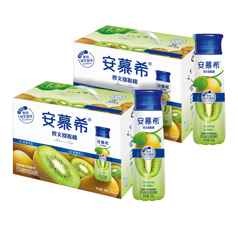伊利安慕希修文猕猴桃奶昔风味酸奶230g*10瓶*2箱礼盒装