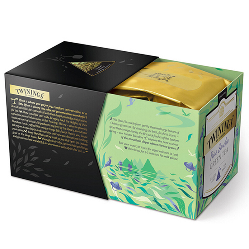 川宁Twinings 醇煎绿茶日式煎茶2g*15片 30g/盒 波兰进口茶叶花草茶丝缎三角袋泡茶包