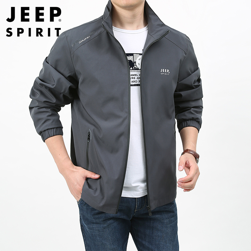 JEEP SPIRIT吉普男士夹克新款春秋季户外速干连帽运动茄克男防风登山服外套
