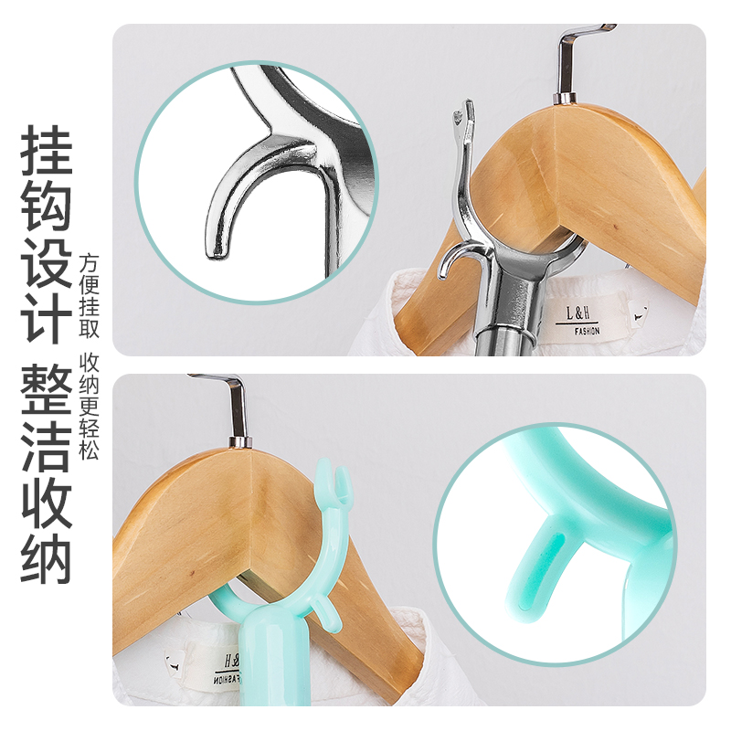 [补贴撑衣杆家用晾衣杆丫叉凉衣杆宿舍取衣服棍挑衣杆子伸缩衣叉杆阳台 [塑料头]加长款+墙架 蓝青色 (83-143cm)高清大图
