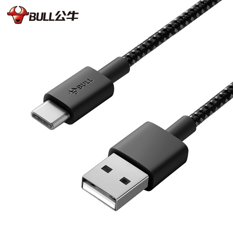 公牛(BULL)GNV-J610B全长1米黑色尼龙编织Type-C接口数据线支持快充3A手机充电数据线