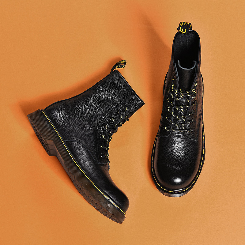 马丁靴男45肥脚英伦真皮情侣鞋46秋冬高帮雪地靴47特大码工装皮靴
