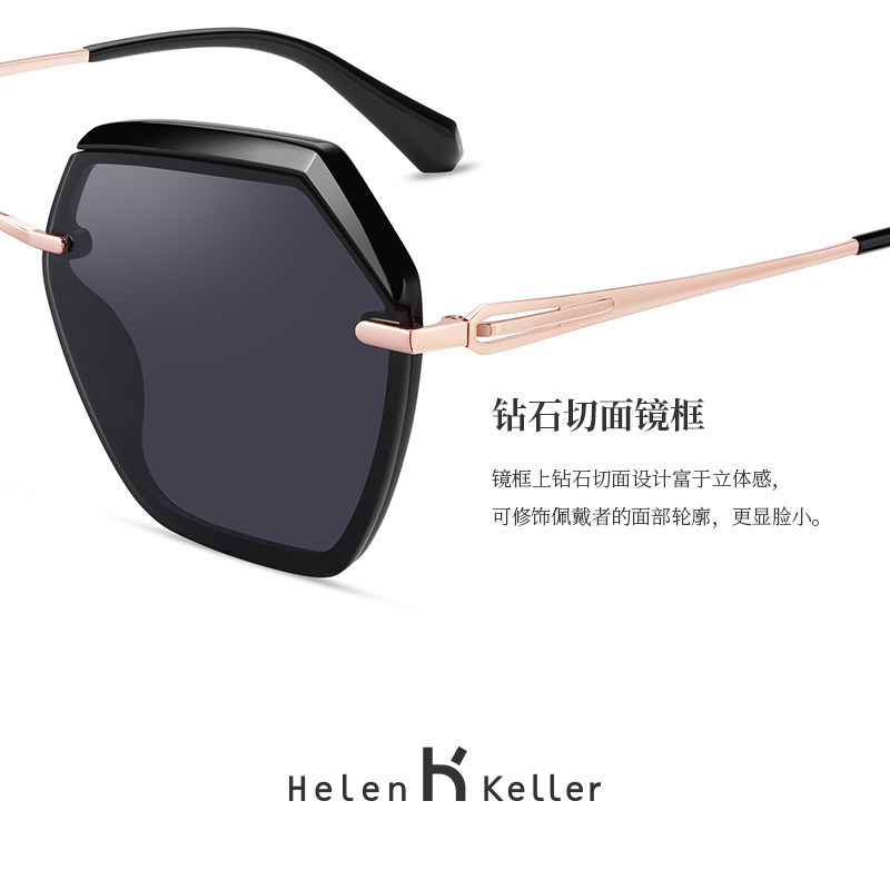 Helen Keller 海伦凯勒2019年新款轻熟气质系列女式树脂镜片太阳镜开车偏光全框墨镜H8827