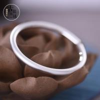 s999足银圆柱银手镯 时尚纯银磨砂光面圆银镯 男女款 情侣款 礼物送女朋友老婆生日送女朋友七夕情人节礼物
