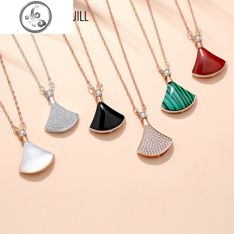 小裙子项链女纯银简约ins潮网红贝母锁骨链扇形气质小众轻奢吊坠 JiMi高清大图