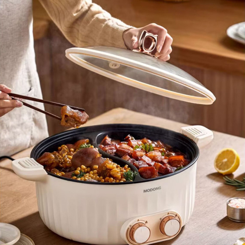 摩动电火锅8L微压设计分区控温不粘内胆鸳鸯锅MD-HGY05高清大图