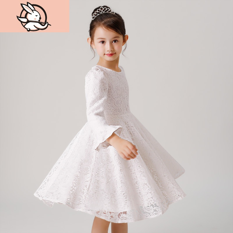 huayangtu女童公主裙女孩红色新年裙子秋冬洋气加绒儿童礼服韩系童装