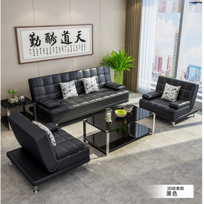 三金鑫 折叠办公沙发多功能折叠沙发床简约接待会客三人位办公室沙发茶几组合