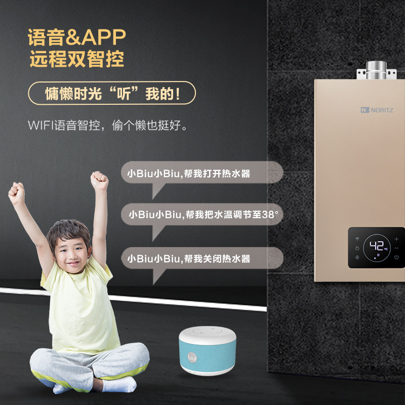 能率(NORITZ)16升燃气热水器GQ-16W38AFEX 智能操控 水量伺服器 天然气热水器 恒温热水器
