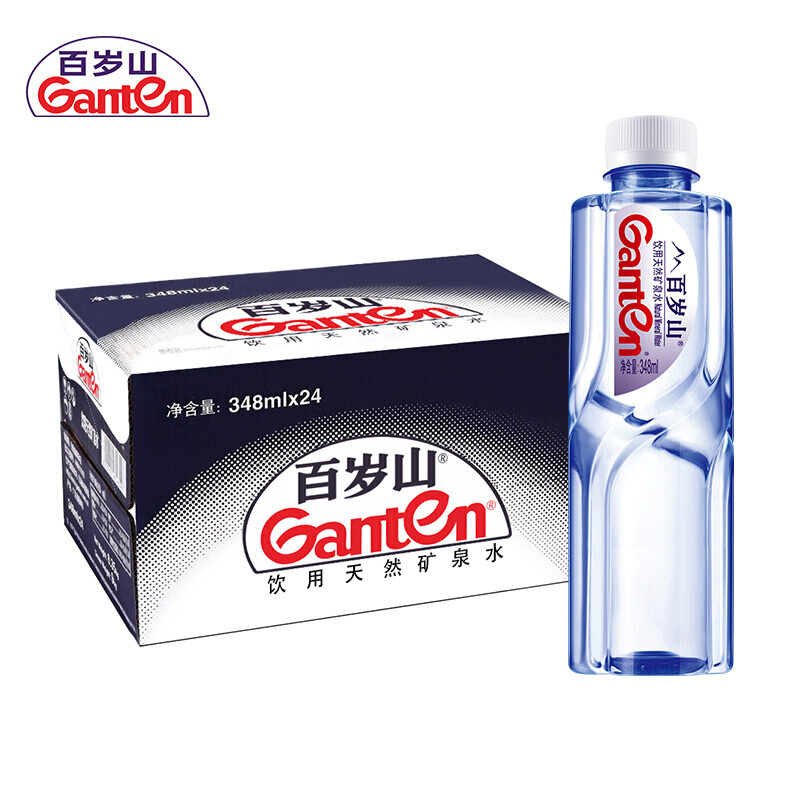 苏宁宜品推荐 百岁山 饮用天然矿泉水348ml*24瓶