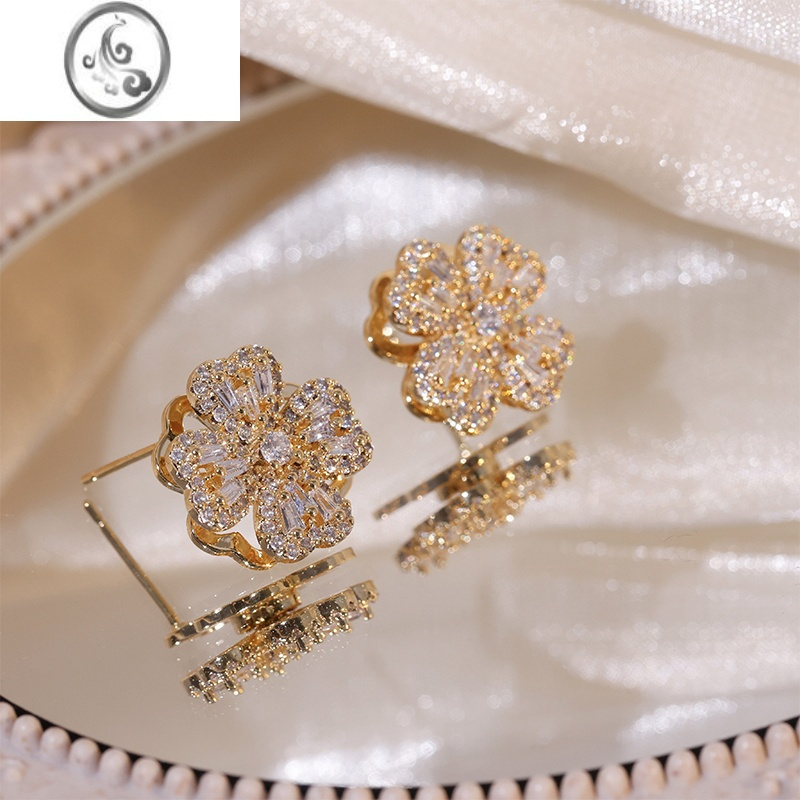 jimi可旋转四叶草耳钉小众设计高级感网红气质耳环2023年新款潮耳饰女