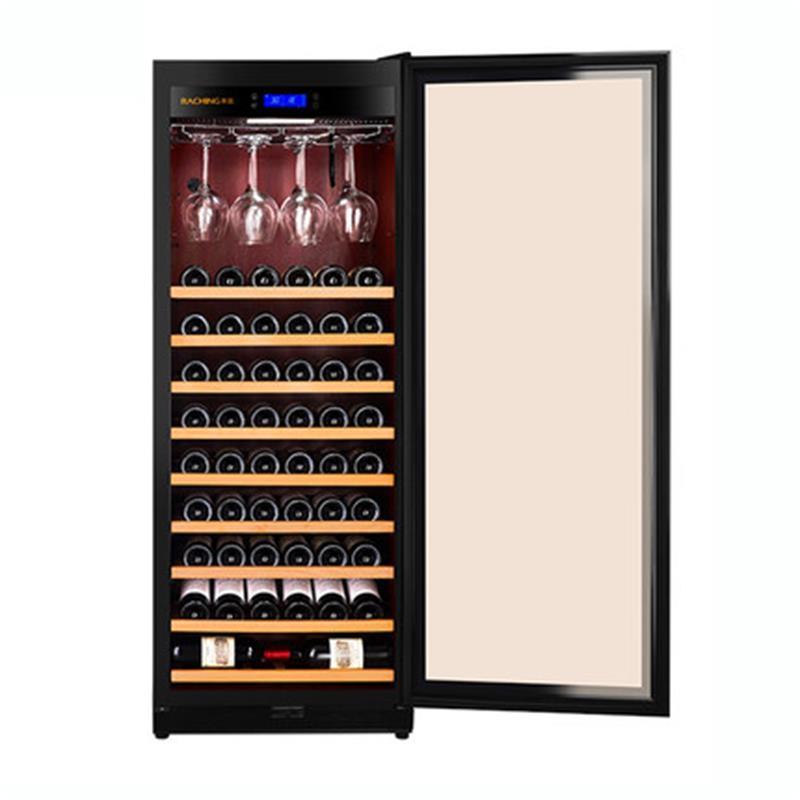 Raching/美晶 RC670S 红酒柜恒温冰箱酒柜实木家用酒柜茶叶冷藏柜 冰吧70-90瓶装 黑色带挂杯