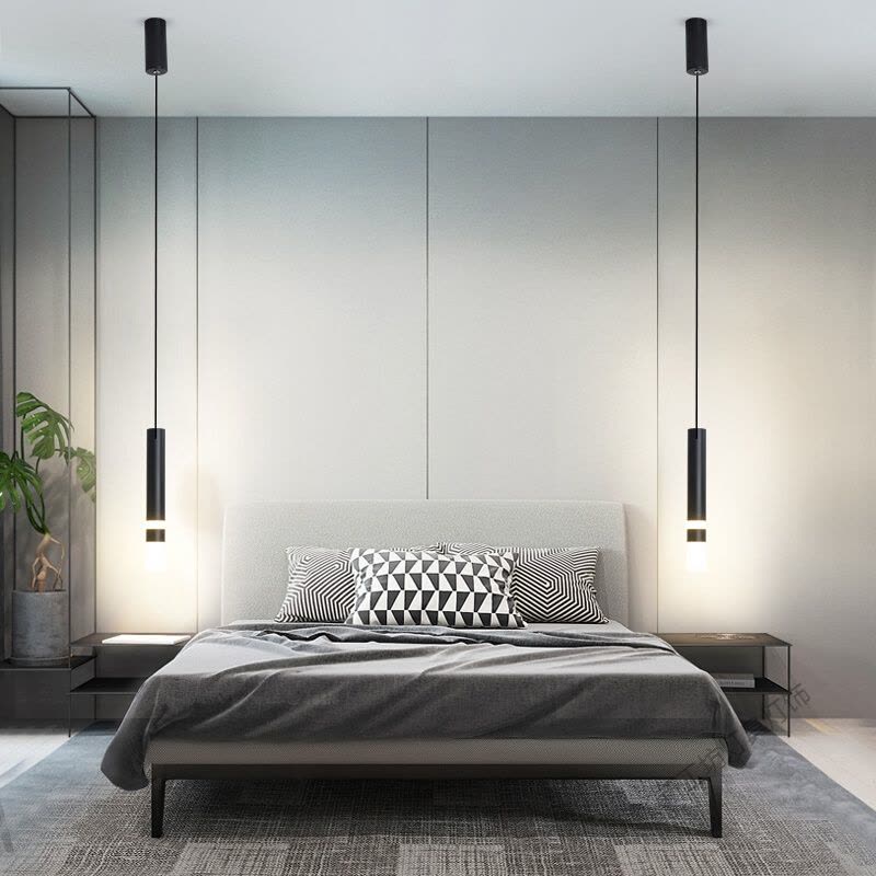 苏宁放心购 卧室床头吊灯轻奢长线北欧灯具现代简约创意个台单头小吊灯饰图片