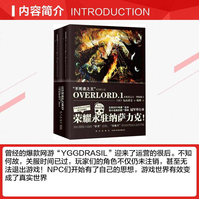 [正版]2册装OVERLORD1不死者之/王 黑暗战士2册3-4卷 丸山黄金简体中文版 骨傲天骨王小说实体书日本动漫轻小高清大图