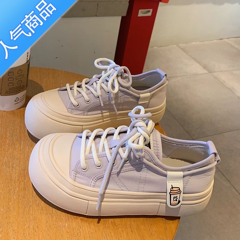 SUNTEK大头厚底帆布鞋女2023新款夏季透气小众增高休闲百搭丑萌运动板布高清大图