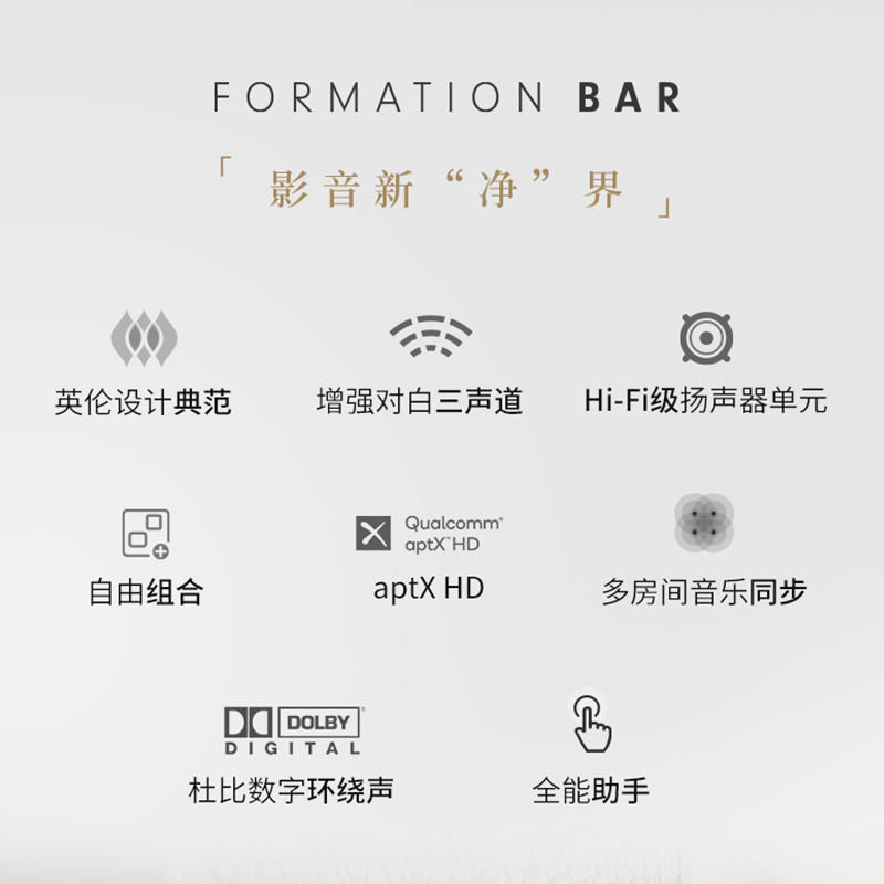 B&W宝华韦健Flex*2+Bar+Bass WiFi电视回音壁5.1家庭影院音响formation