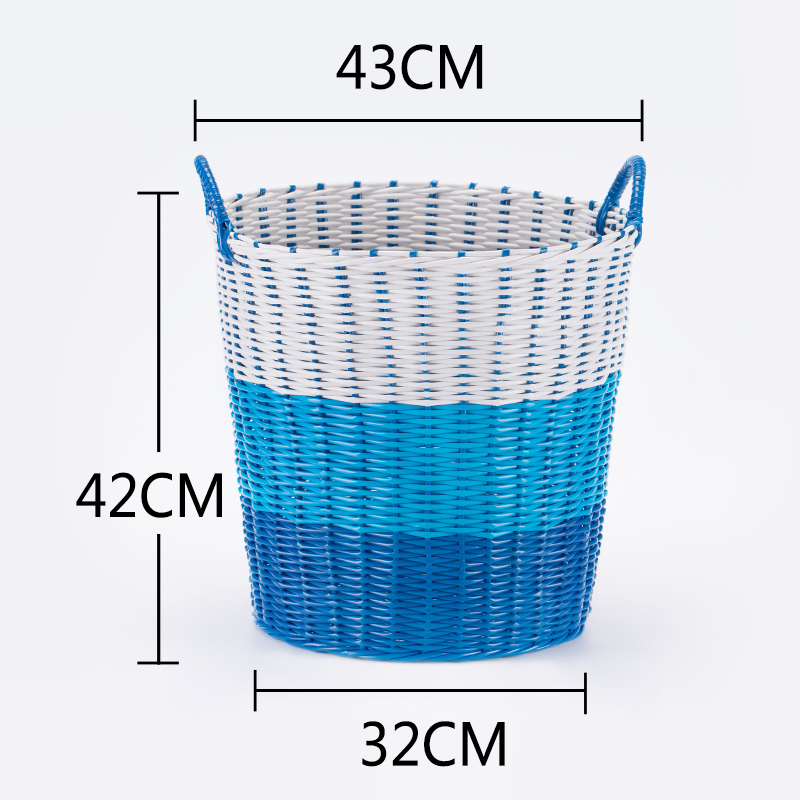美帮汇简约玩具收纳筐宝宝玩具桶家用卧室脏衣服收纳儿童收纳桶 简洁蓝色渐变(大号)其他