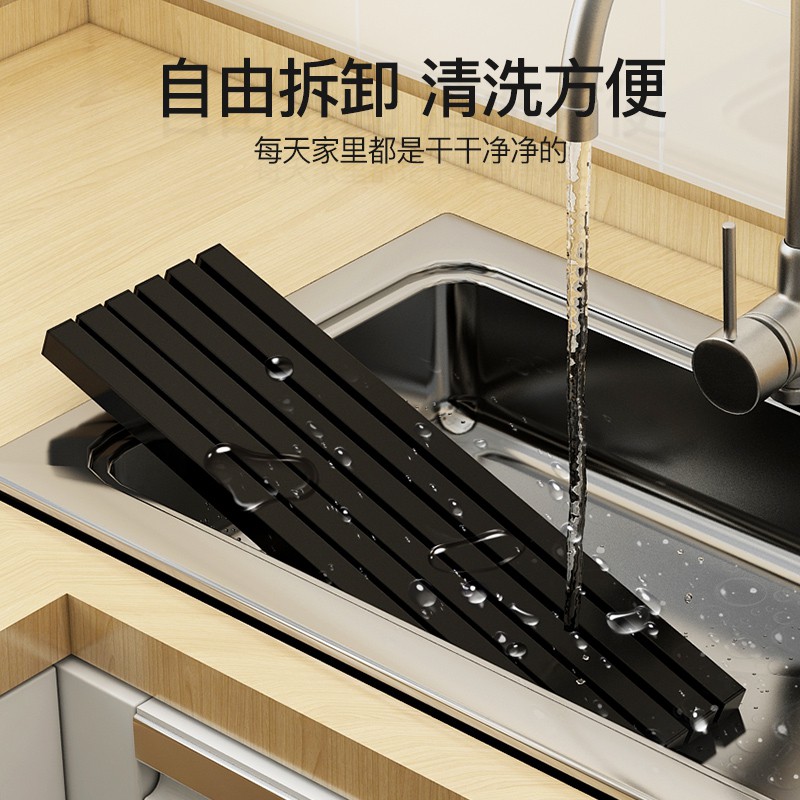 免打孔厨房置物架黑色壁挂式微波炉电饭煲烤箱挂墙上支架子收纳架收纳层架 三维工匠高清大图