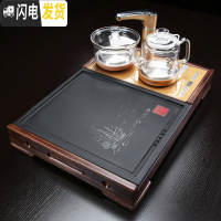 三维工匠乌金石茶盘套装全自动一体排水功夫茶台花梨实木家用简约小号茶海 05款书案智慧带拖石心-黑色全自动茶盘茶具
