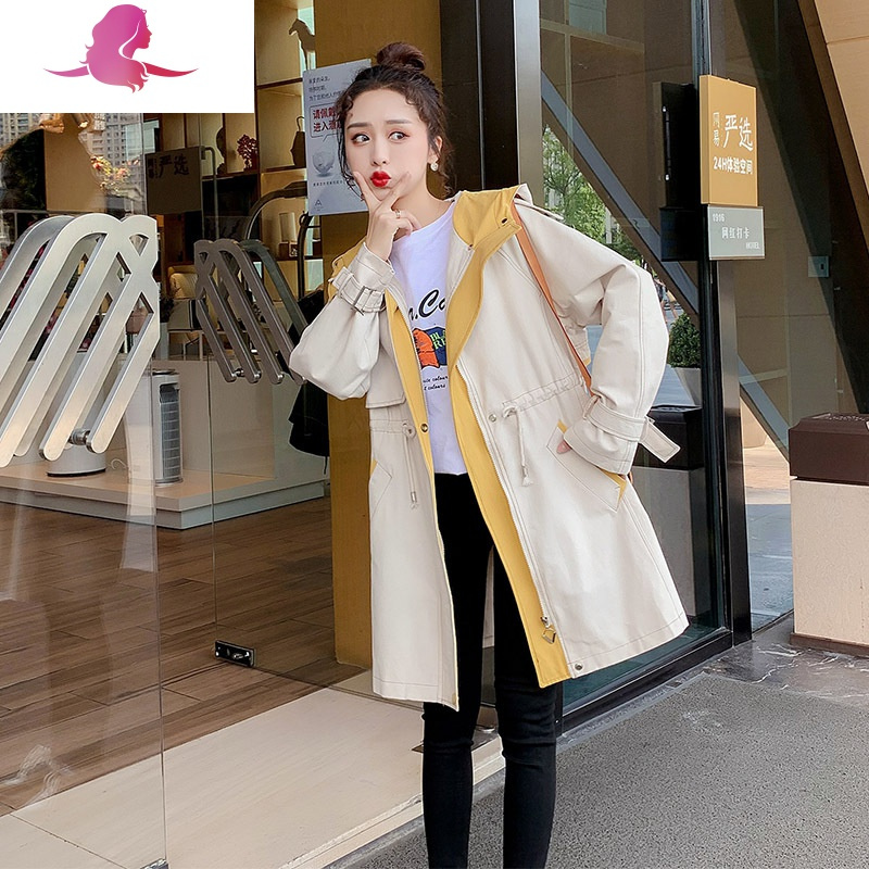 艳如飞大码风衣女中长款韩版春秋款胖mm学生大衣宽松休闲工装外套200斤风衣