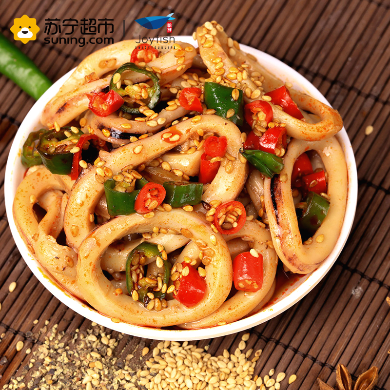 哈鲜(joyfish) 冷冻麻辣鱿鱼圈 150g 罐装