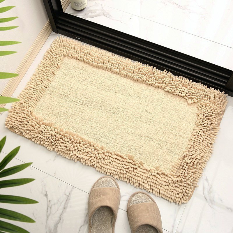 美帮汇卫生间地垫吸水脚垫进厕所口吸水垫子洗手间浴室防滑地毯 雪尼尔无标-米色 50*80cm