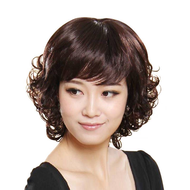 中老年假发女真发送妈妈中年女士短卷发自然蓬松逼真仿真带圆头皮