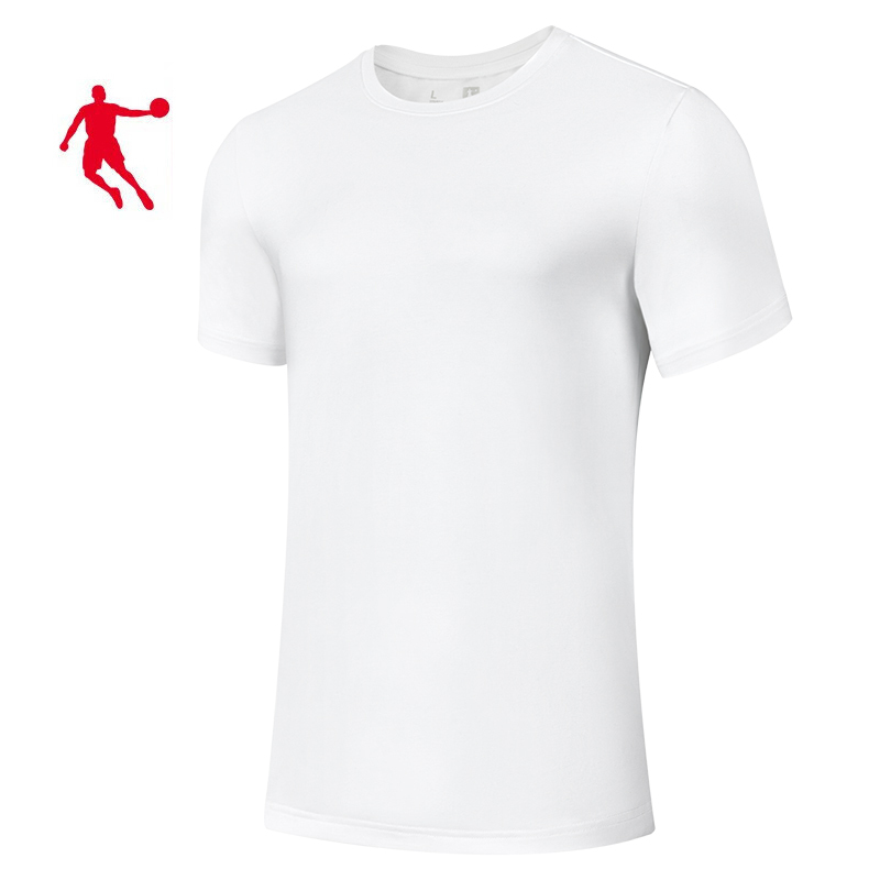 乔丹针织短袖T恤衫 短袖T恤衫 夏季新款针织短袖T恤衫男款短袖T恤KHS23221355(件)(乔丹白 3XL码)