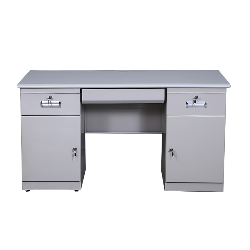东港家具钢制双门双抽电脑桌钢制办公桌铁皮电脑桌财务桌单人员工位
