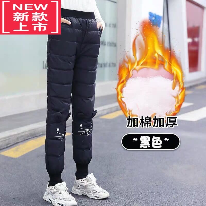 可莉允女童羽绒棉裤外穿冬季加绒加厚保暖裤秋冬装大童休闲长裤儿童裤子图片