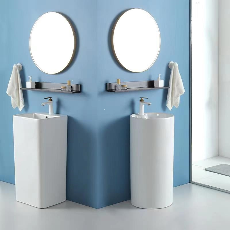 花勋立柱盆陶瓷一体式洗脸盆酒店洗手盆阳台卫生间小户型洗手