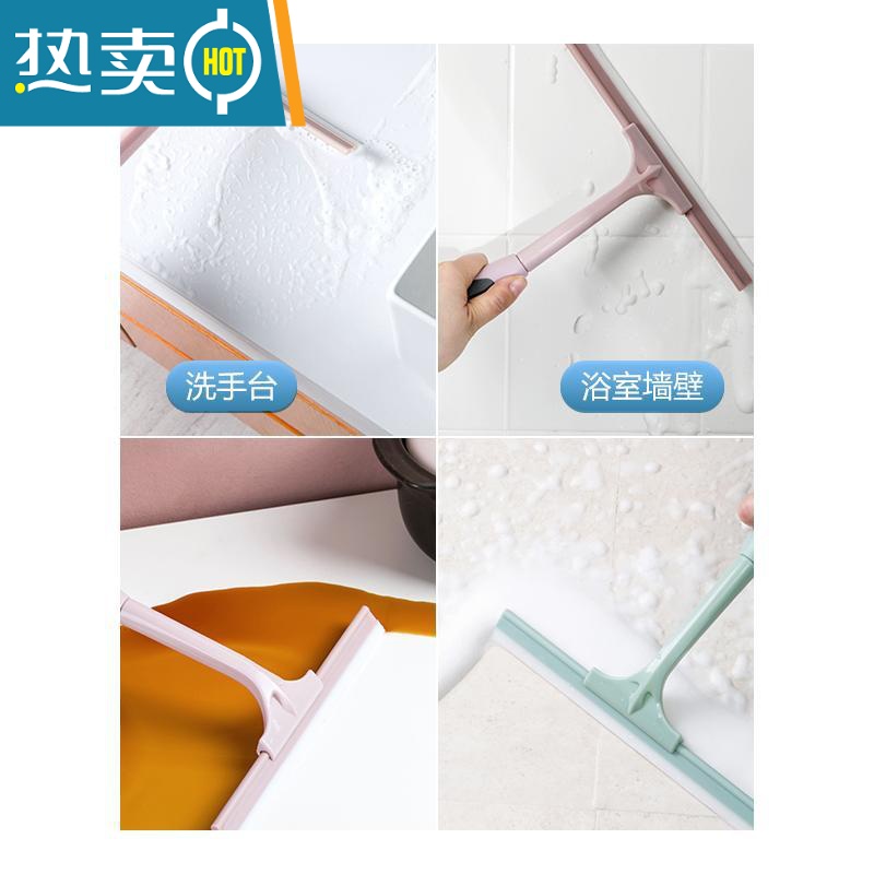 敬平擦玻璃器家用卫生间台面镜子硅胶刮水器地板刮刀清洁工具擦窗器 [360°升级可旋转头&灰白 ]高清大图