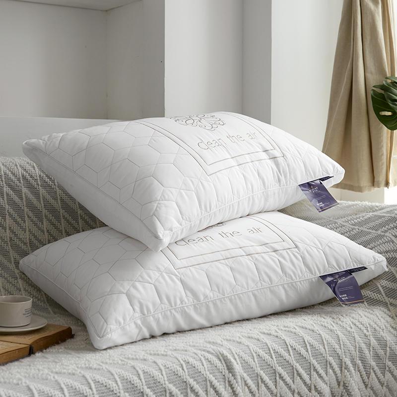 绘窝huiwo家纺轻奢air舒适羽丝枕芯枕头床上用品刺绣绗缝双边枕一只