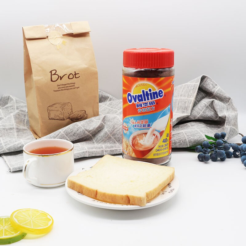阿华田(Ovaltine)可可/巧克力冲饮 办公室早餐冲饮速溶 瓶装可可粉(340g+40g)