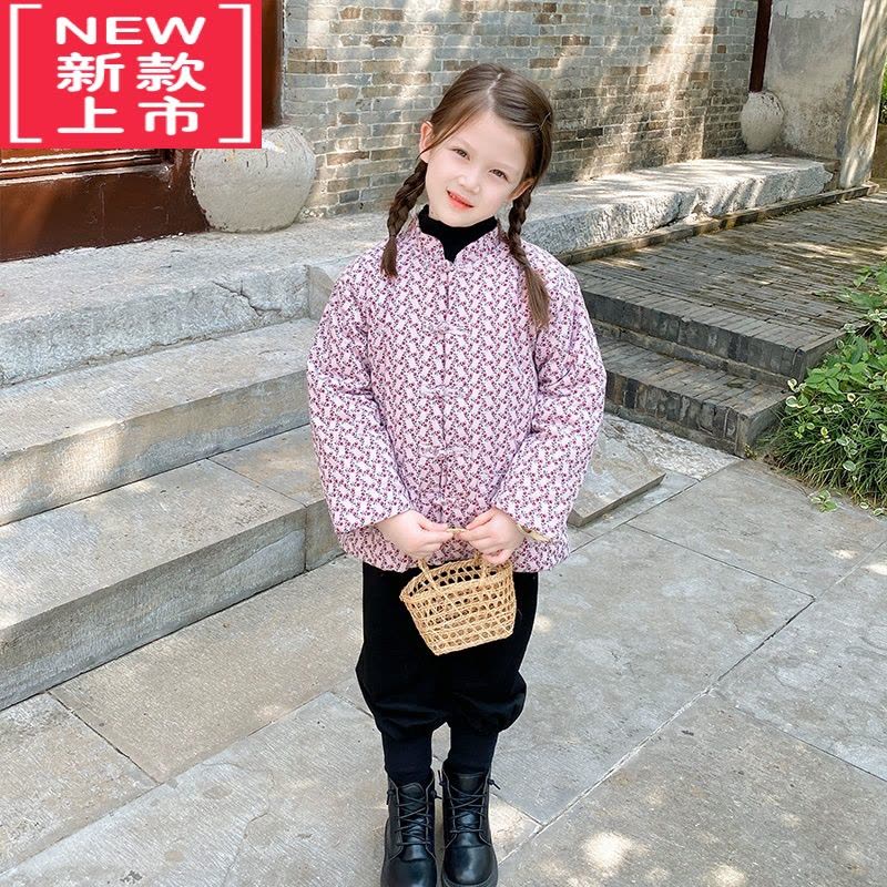 可莉允儿童手工棉花棉袄女童冬季加厚保暖防寒中国风唐装改良宝宝拜年服棉服图片